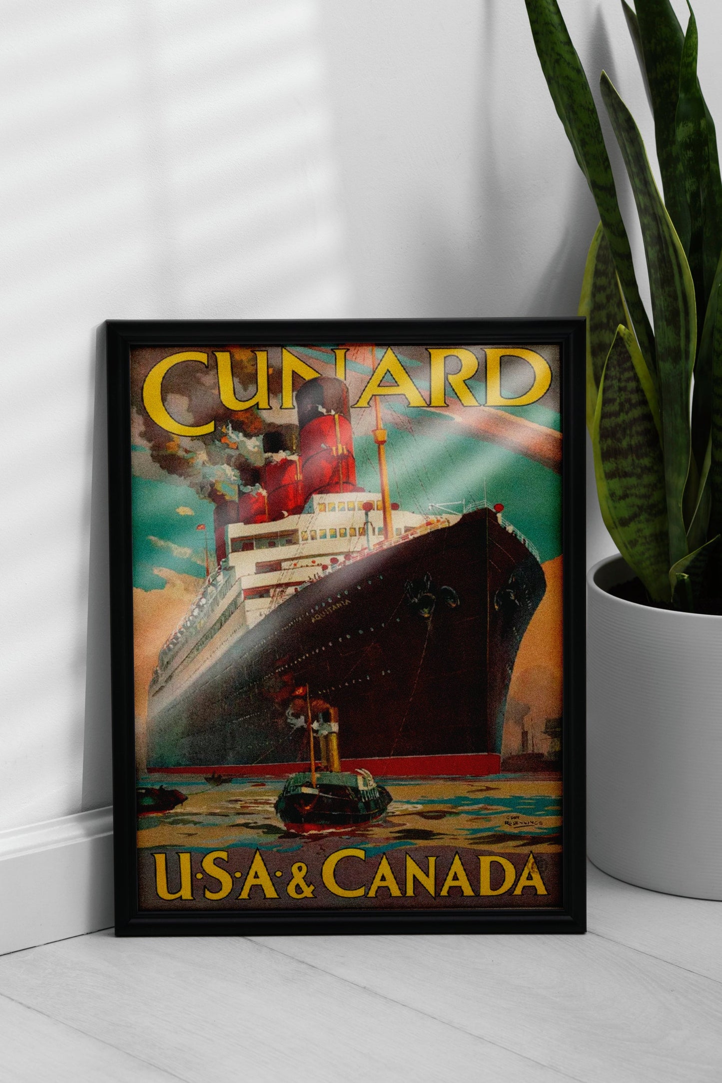 Affiche navigation vintage "Cunard Aquitania" - Odin Rosenvinge