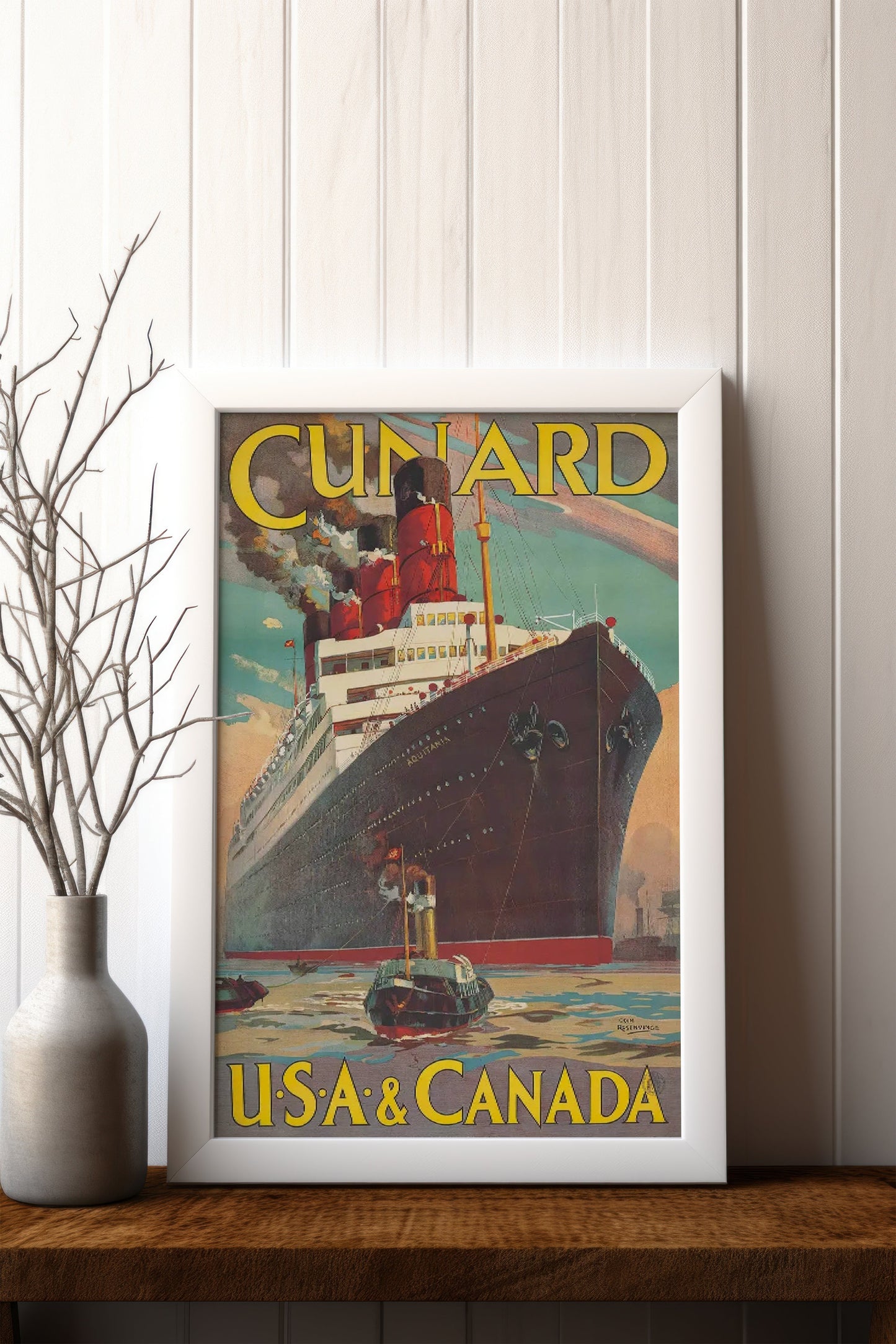 Affiche navigation vintage "Cunard Aquitania" - Odin Rosenvinge