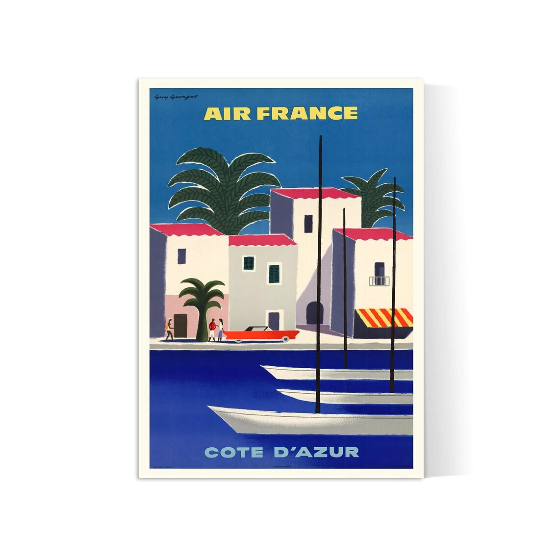 Affiche Air France "Côte d'Azur" - Guy Georget - Haute Définition - papier mat 230gr/m2