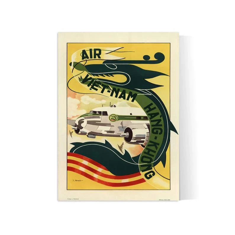 Affiche aviation vintage "Hang Khong" - Air Vietnam - Haute Définition - papier mat 230gr/m2