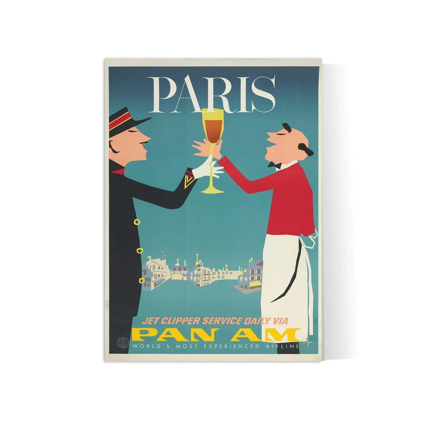 Affiche aviation vintage "Paris" Pan American -Aaron Fine- Haute Définition - papier mat 230gr/m2