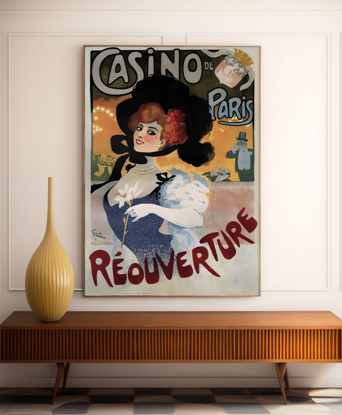 Affiche cabaret vintage "Casino de Paris - Réouverture" - Grün- Haute Définition - papier mat 230gr/m²