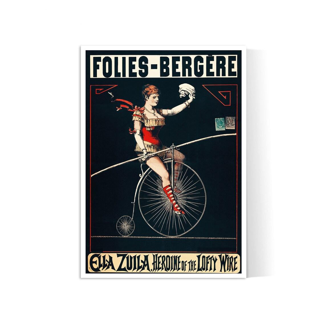 Affiche cabaret vintage "Folies Bergères - Ella Zuila" - Art Nouveau - Haute Définition - papier mat 230gr/m²