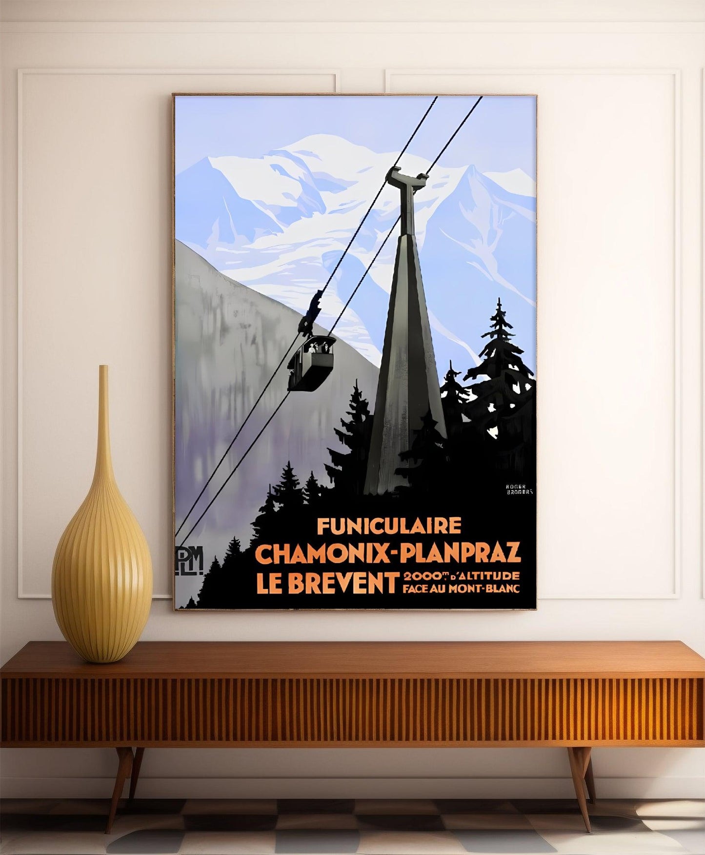 Affiche montagne "Funiculaire de Chamonix Planpraz" - Haute Définition - papier mat 230gr/m²