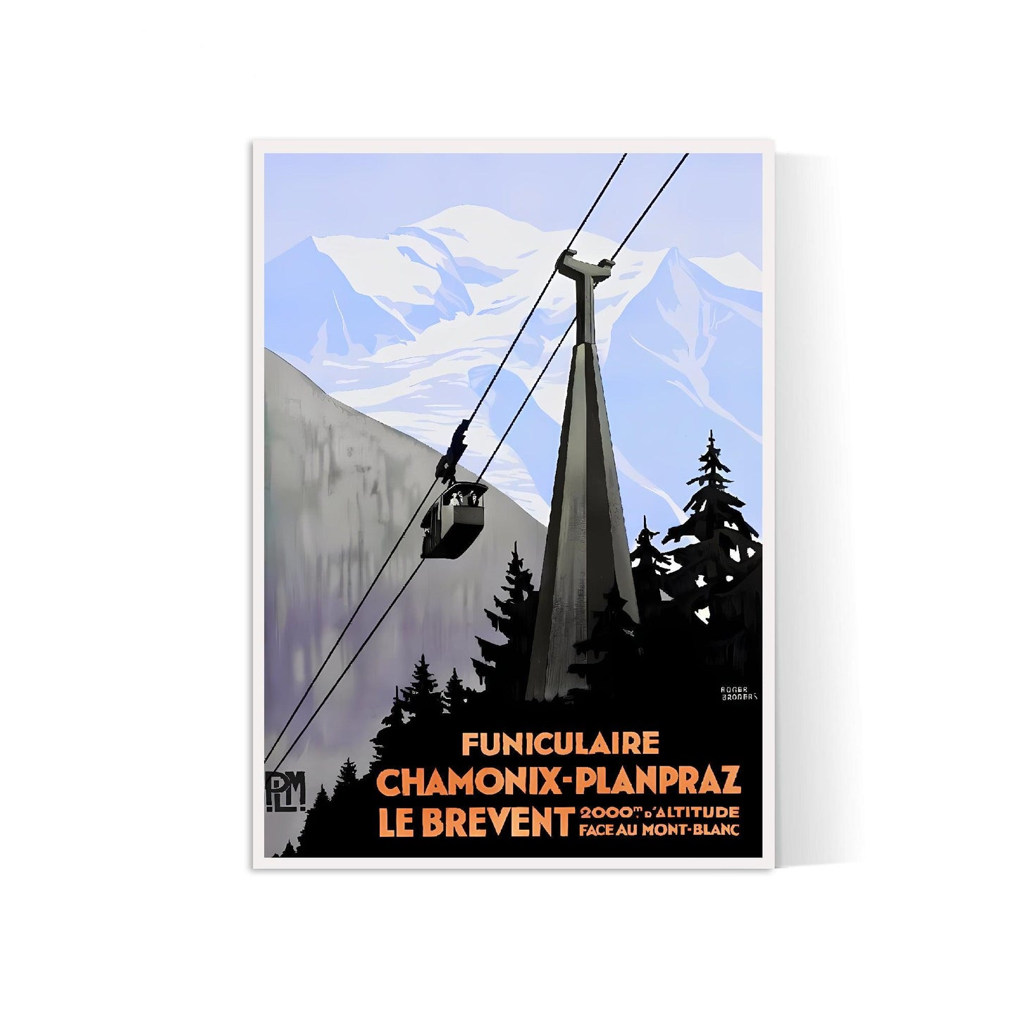 Affiche montagne "Funiculaire de Chamonix Planpraz" - Haute Définition - papier mat 230gr/m²