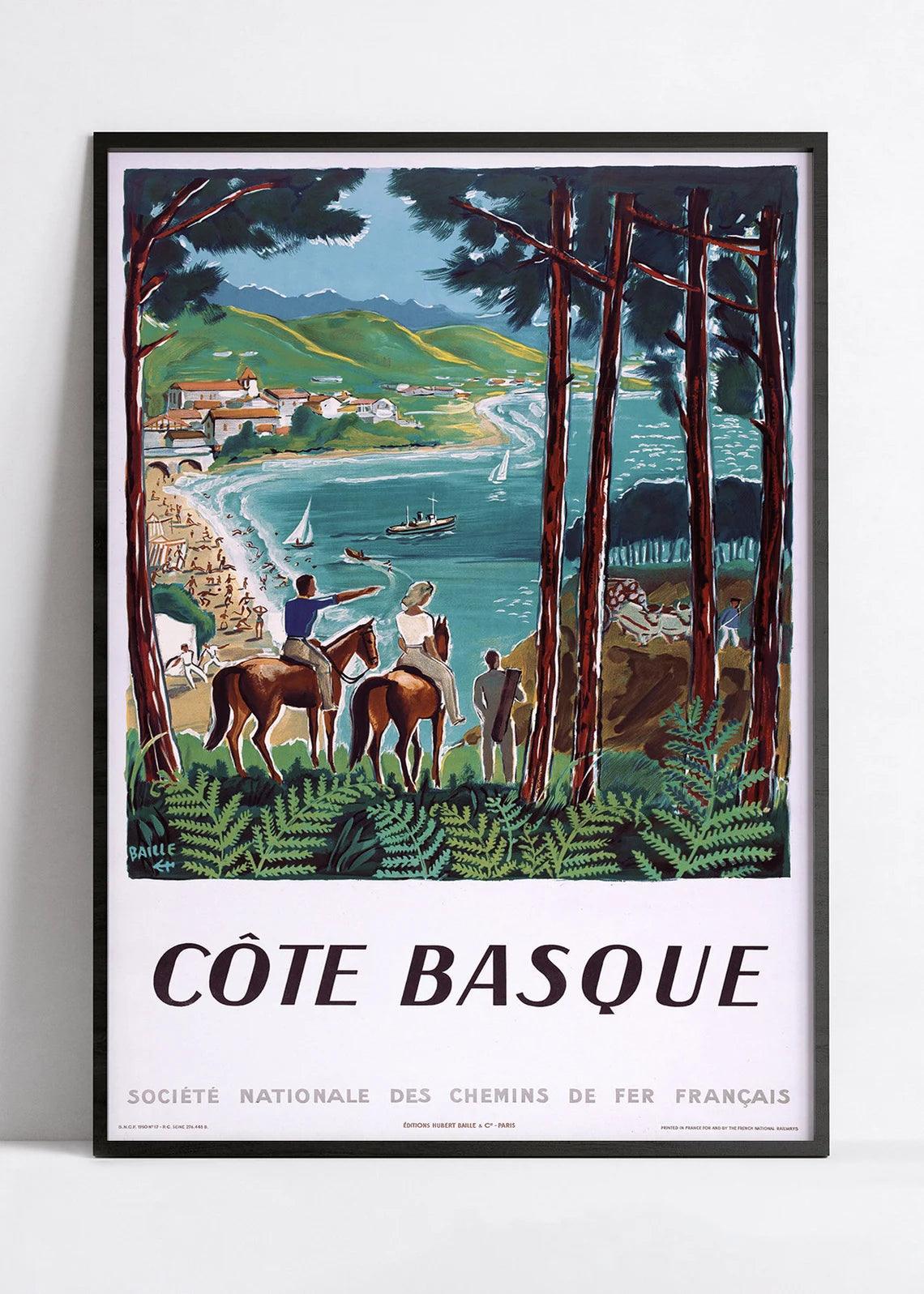 Affiche murale vintage "Côte Basque" - Haute Définition - papier mat 230gr/m²