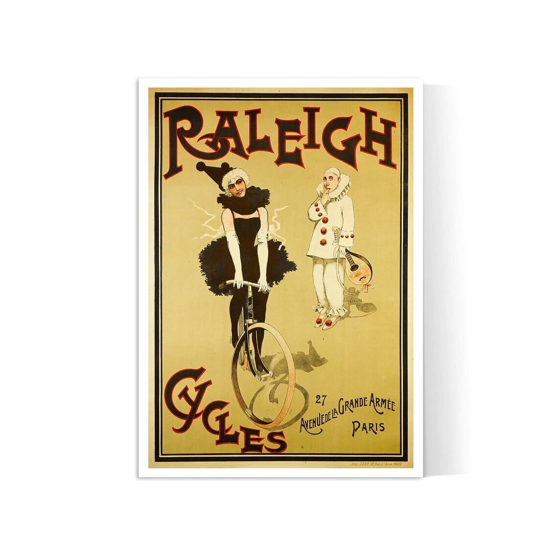 Affiche murale vintage "Cycles Raleigh" - Art Déco - Haute Définition - papier mat 230gr/m²