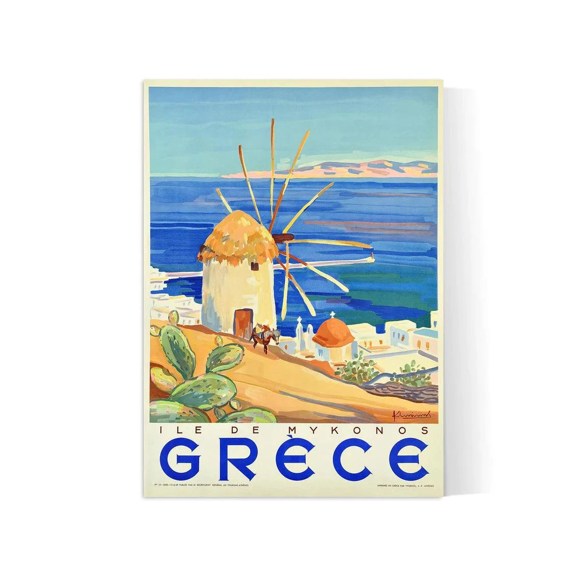 Affiche murale vintage "Mykonos" Grêce - Haute Définition - papier mat 230gr/m²