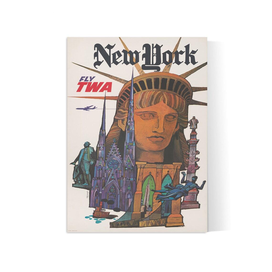Affiche murale vintage "New York" - TWA - Haute Définition - papier mat 230gr/m²