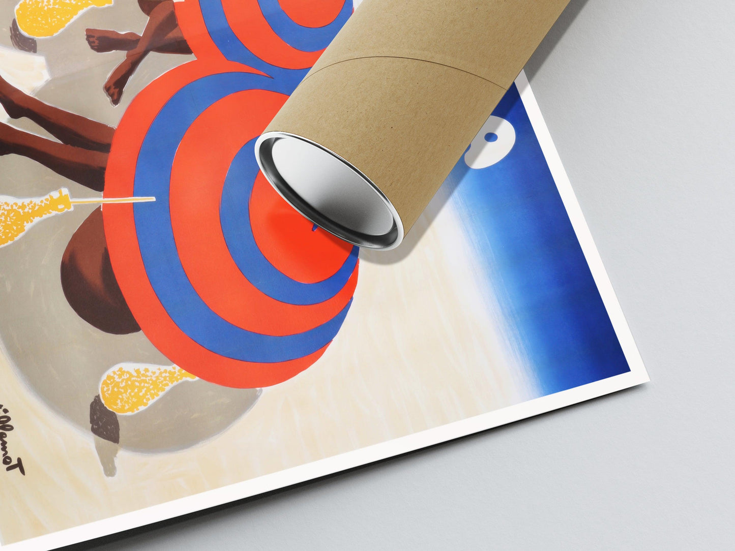 Affiche Orangina "Parasols sur la plage" - Villemot - Haute Définition - papier mat 230gr/m²
