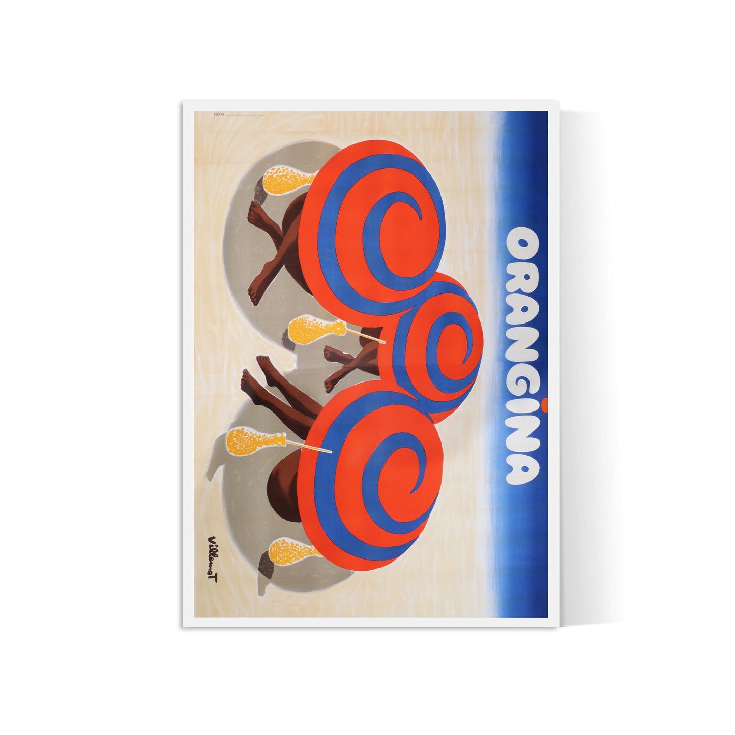 Affiche Orangina "Parasols sur la plage" - Villemot - Haute Définition - papier mat 230gr/m²