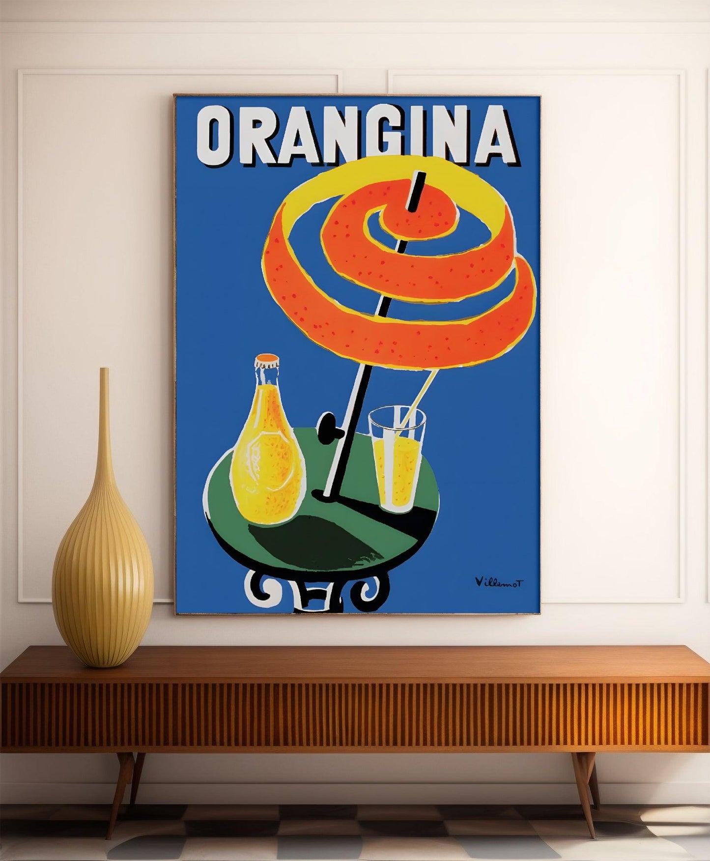 Affiche Orangina "Terrase et Parasol " - Villemot - Haute Définition - papier mat 230gr/m²