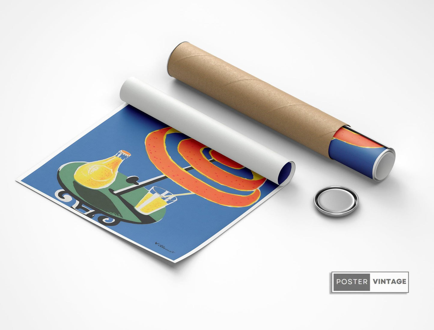 Affiche Orangina "Terrase et Parasol " - Villemot - Haute Définition - papier mat 230gr/m²