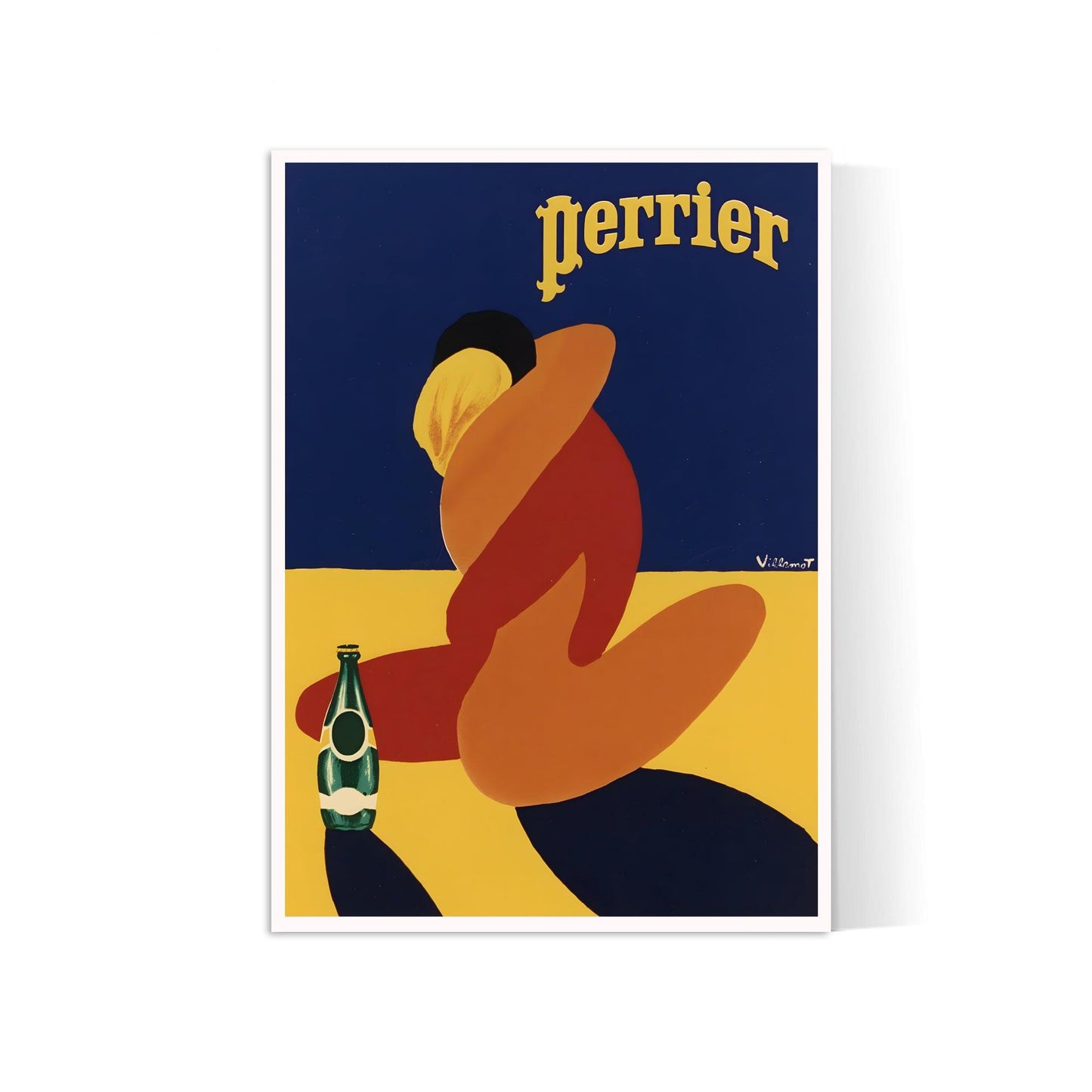 Affiche Perrier "Couple enlacé" - Villemot - Cuisine Vintage - Haute Définition - papier mat 230gr/m²