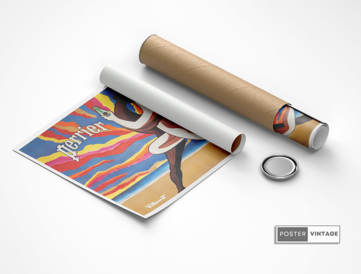 Affiche Perrier "Soleil couchant" - Villemot - Haute Définition - papier mat 230gr/m²