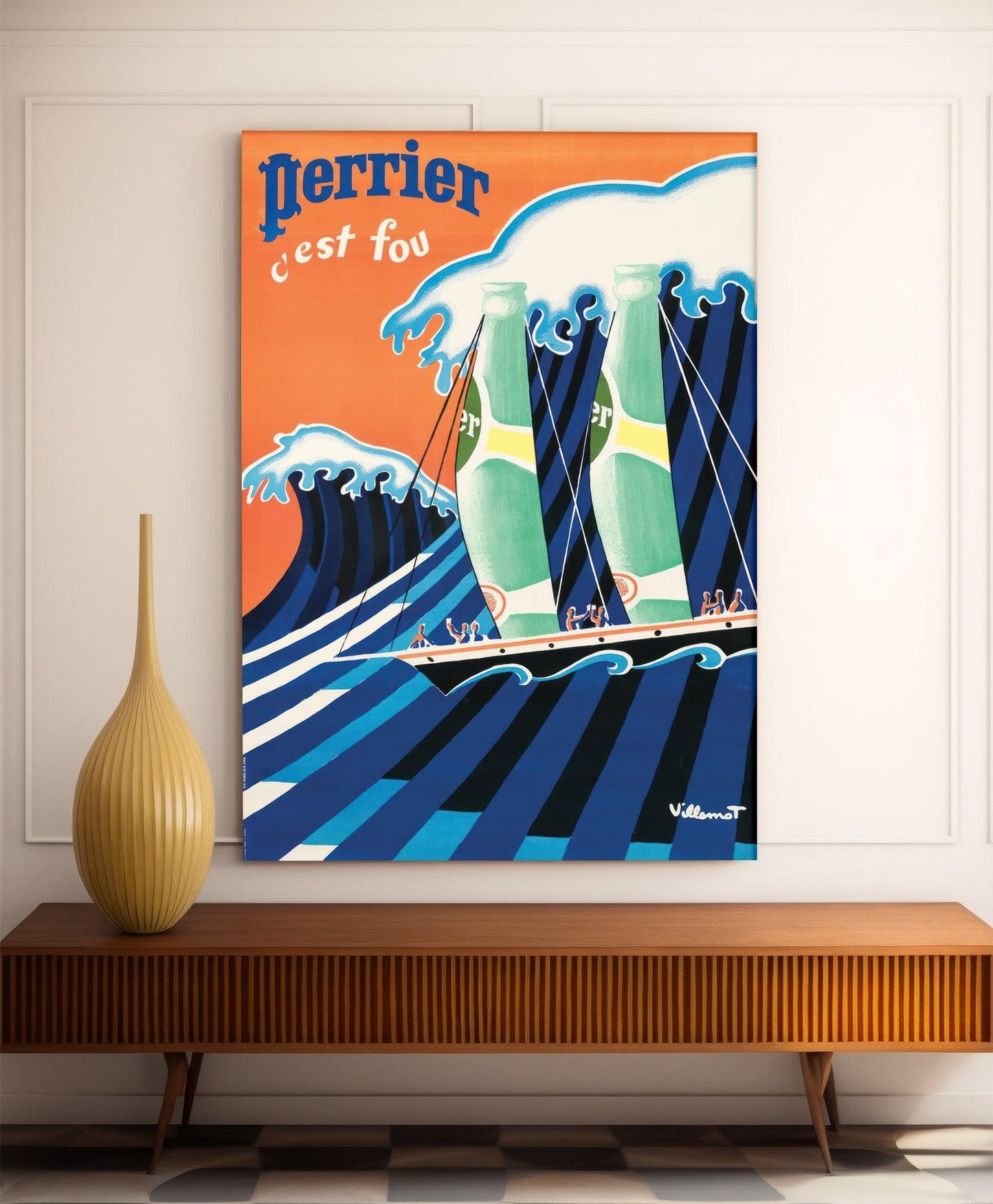 Affiche Perrier "Voiliers Perrier" - Villemot - Haute Définition - papier mat 230gr/m²