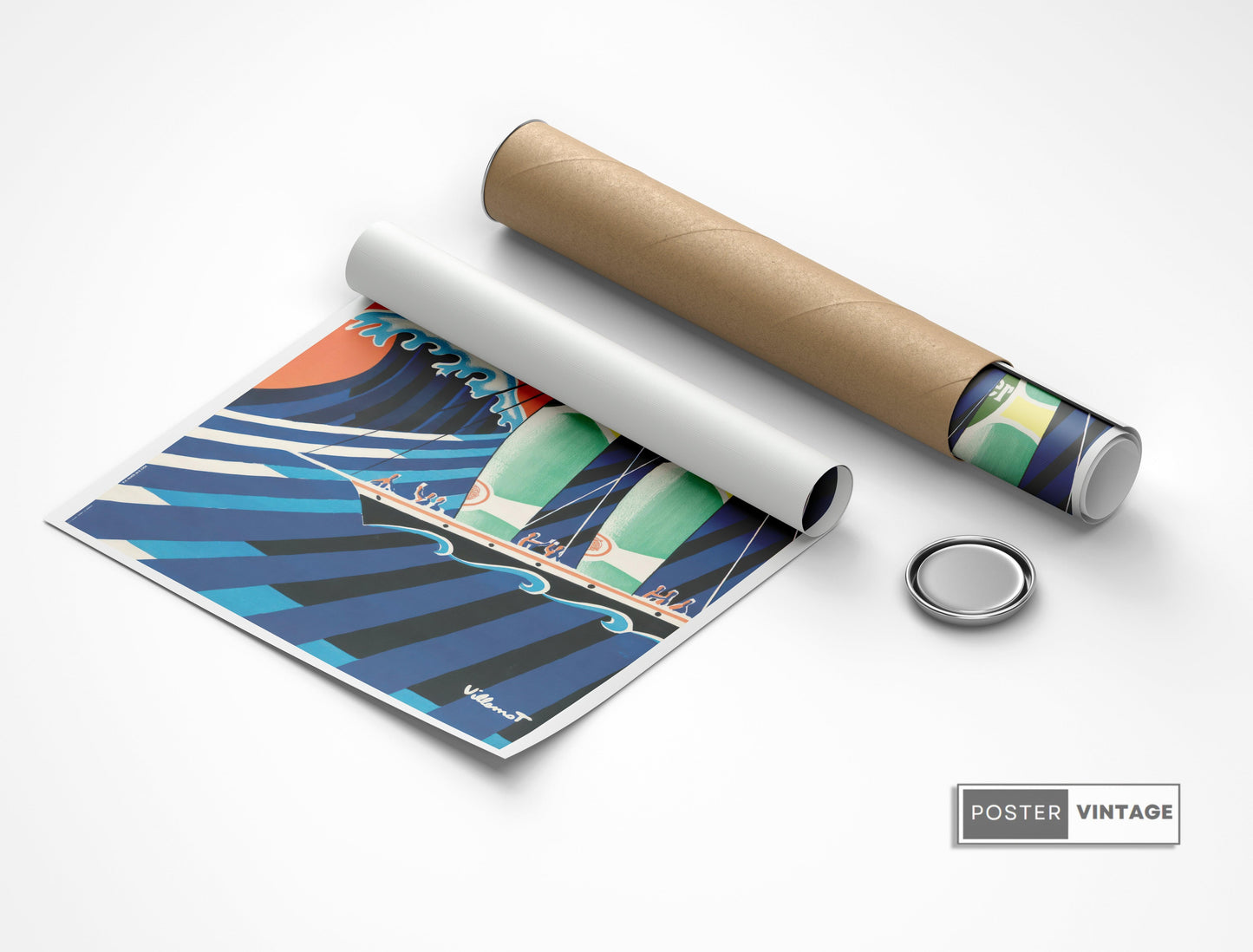 Affiche Perrier "Voiliers Perrier" - Villemot - Haute Définition - papier mat 230gr/m²