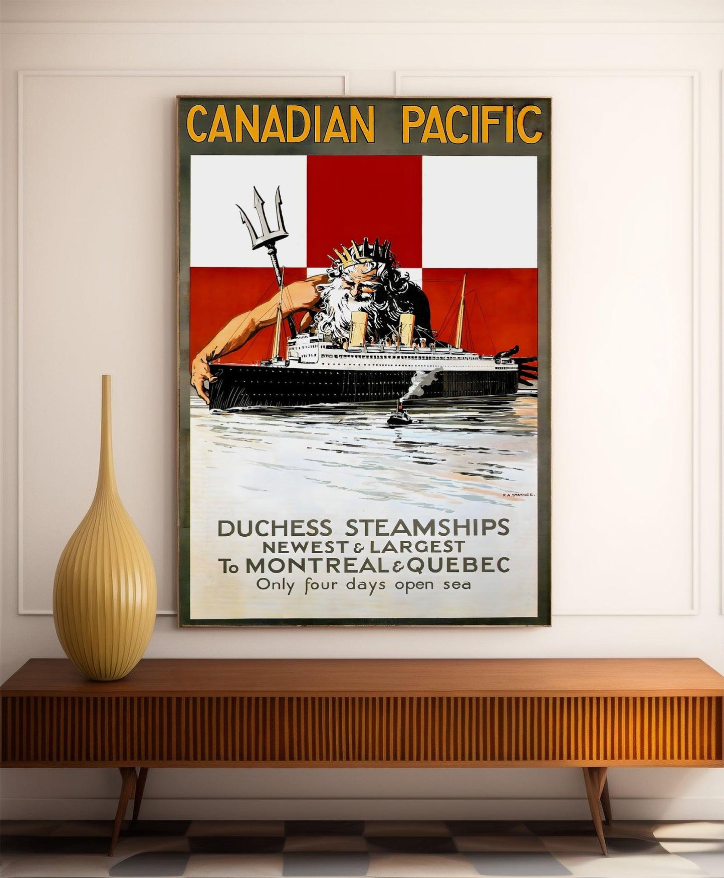 Affiche publicitaire bateau vintage "Canadian Pacific : Neptune protection" - Haute Définition - papier mat 230gr/m²