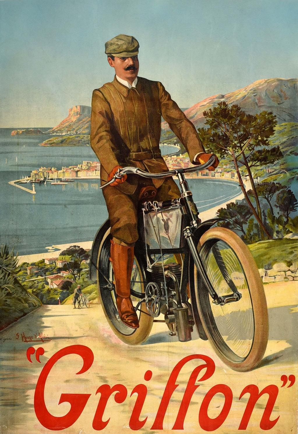 Affiche publicitaire vintage "Cycles Griffon" - Hugo d'Alesi - Haute Définition - papier mat 230gr/m²