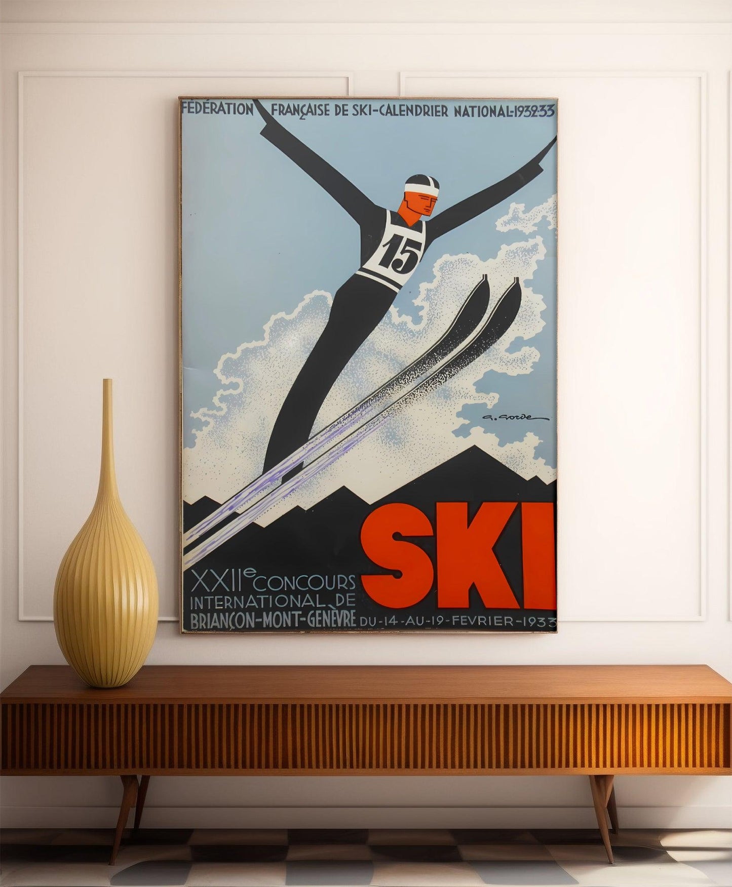 Affiche ski vintage "22ème concours international de ski" - Haute Définition - papier mat 230gr/m²