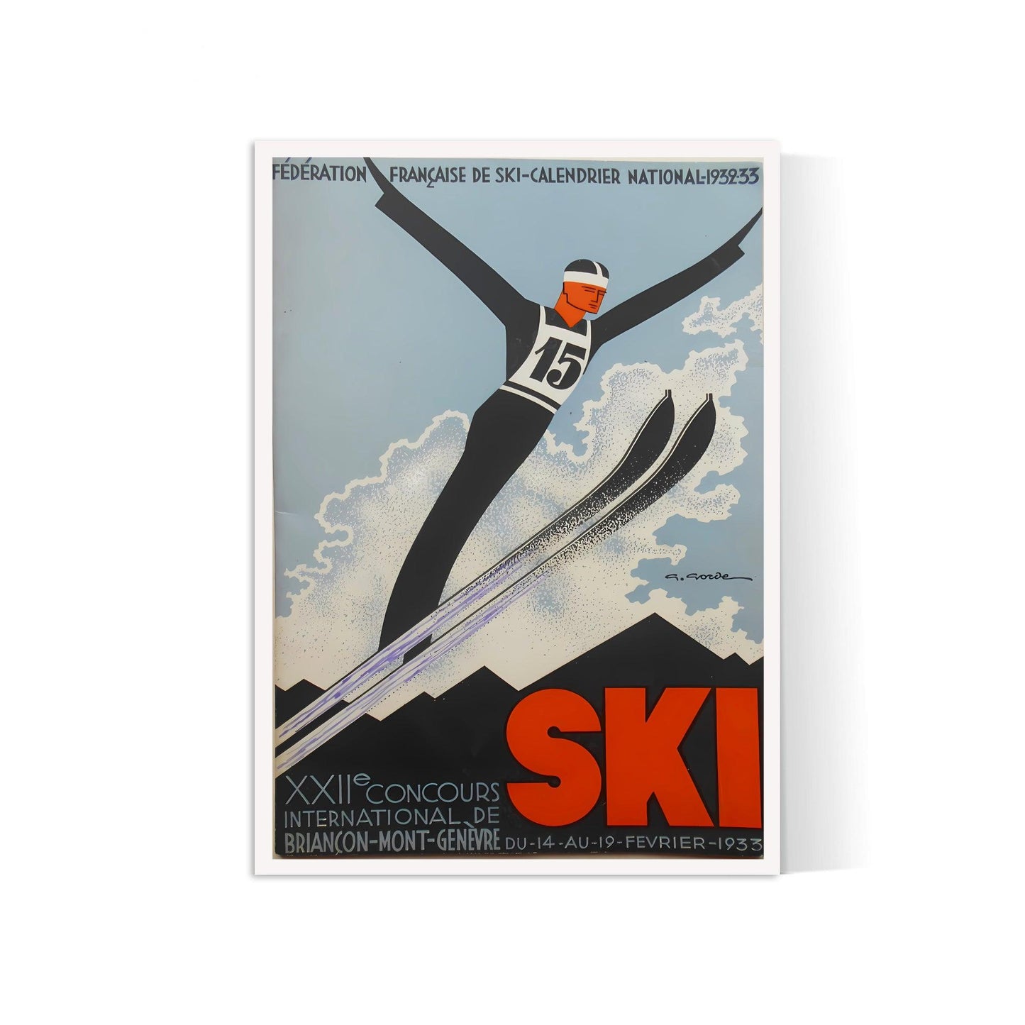 Affiche ski vintage "22ème concours international de ski" - Haute Définition - papier mat 230gr/m²