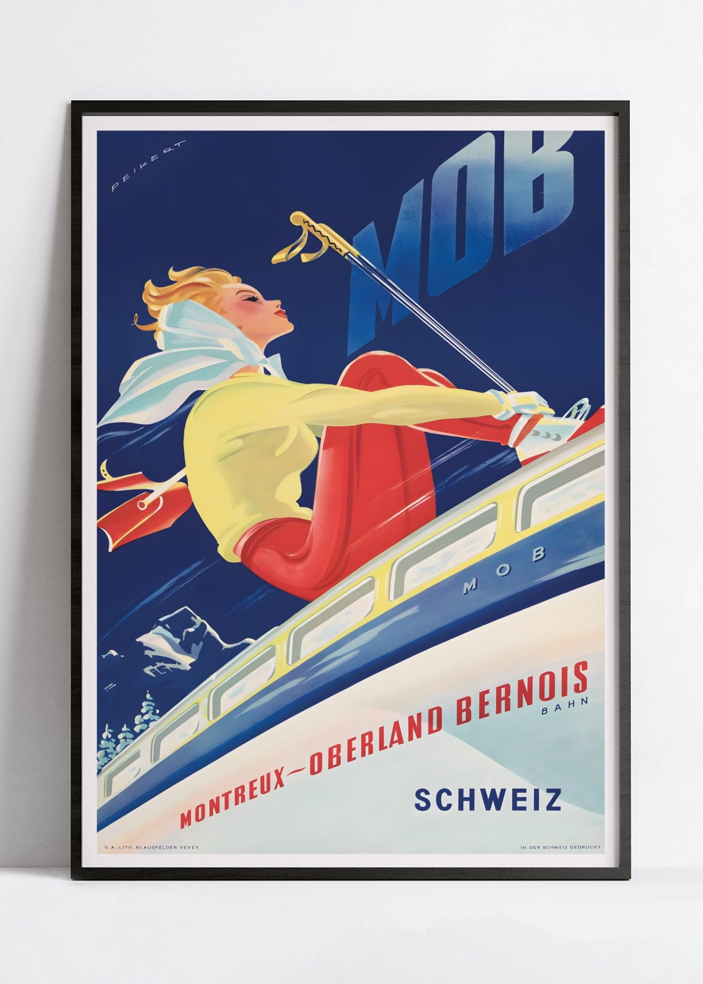 Affiche ski vintage "MOB" - Haute Définition - papier mat 230gr/m²