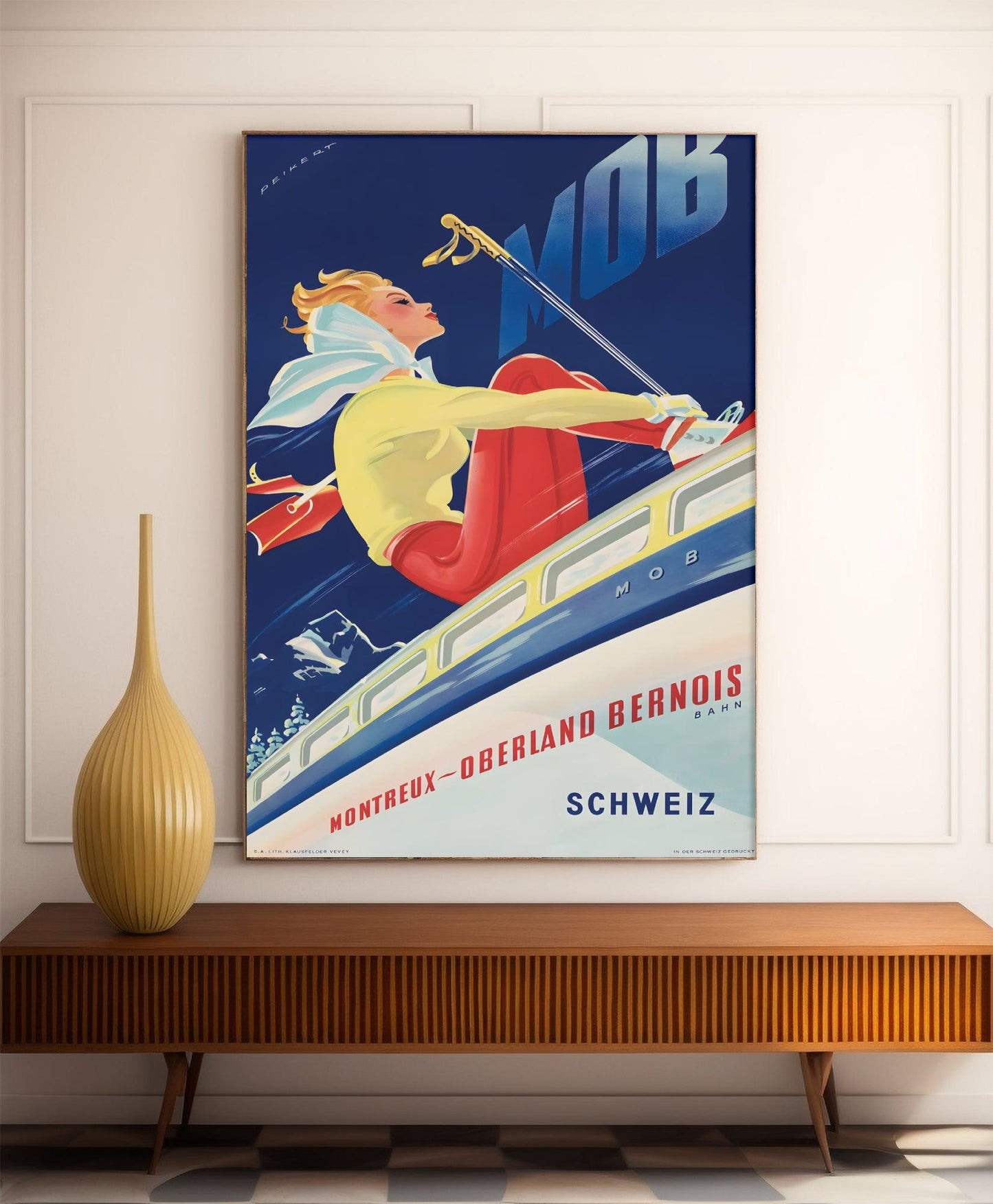 Affiche ski vintage "MOB" - Haute Définition - papier mat 230gr/m²