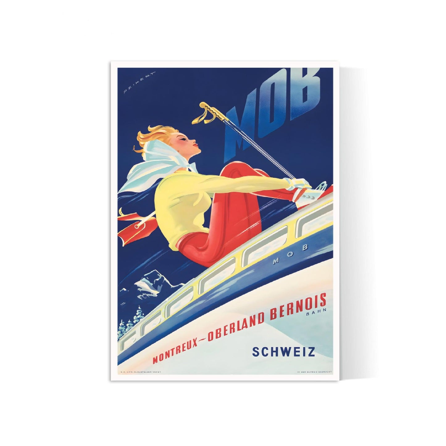 Affiche ski vintage "MOB" - Haute Définition - papier mat 230gr/m²