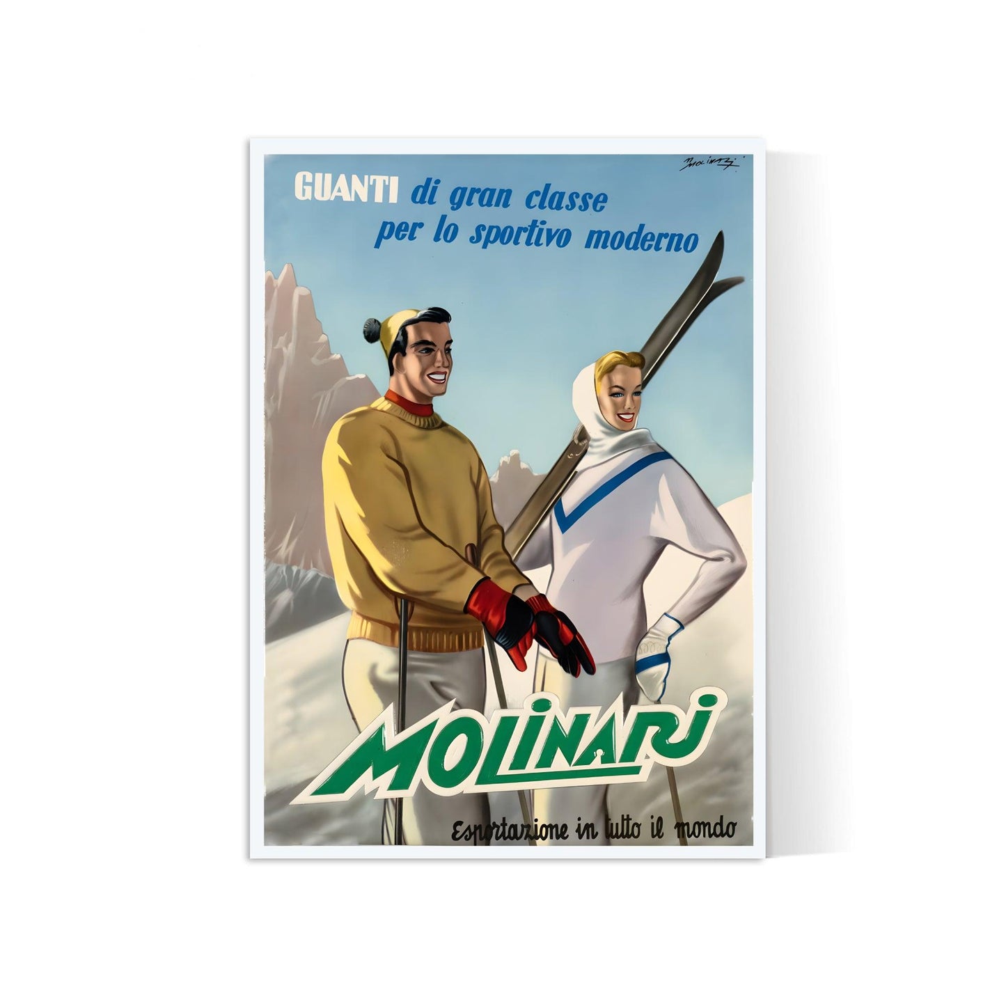 Affiche ski vintage "Molinari" - Italie - Haute Définition - papier mat 230gr/m²