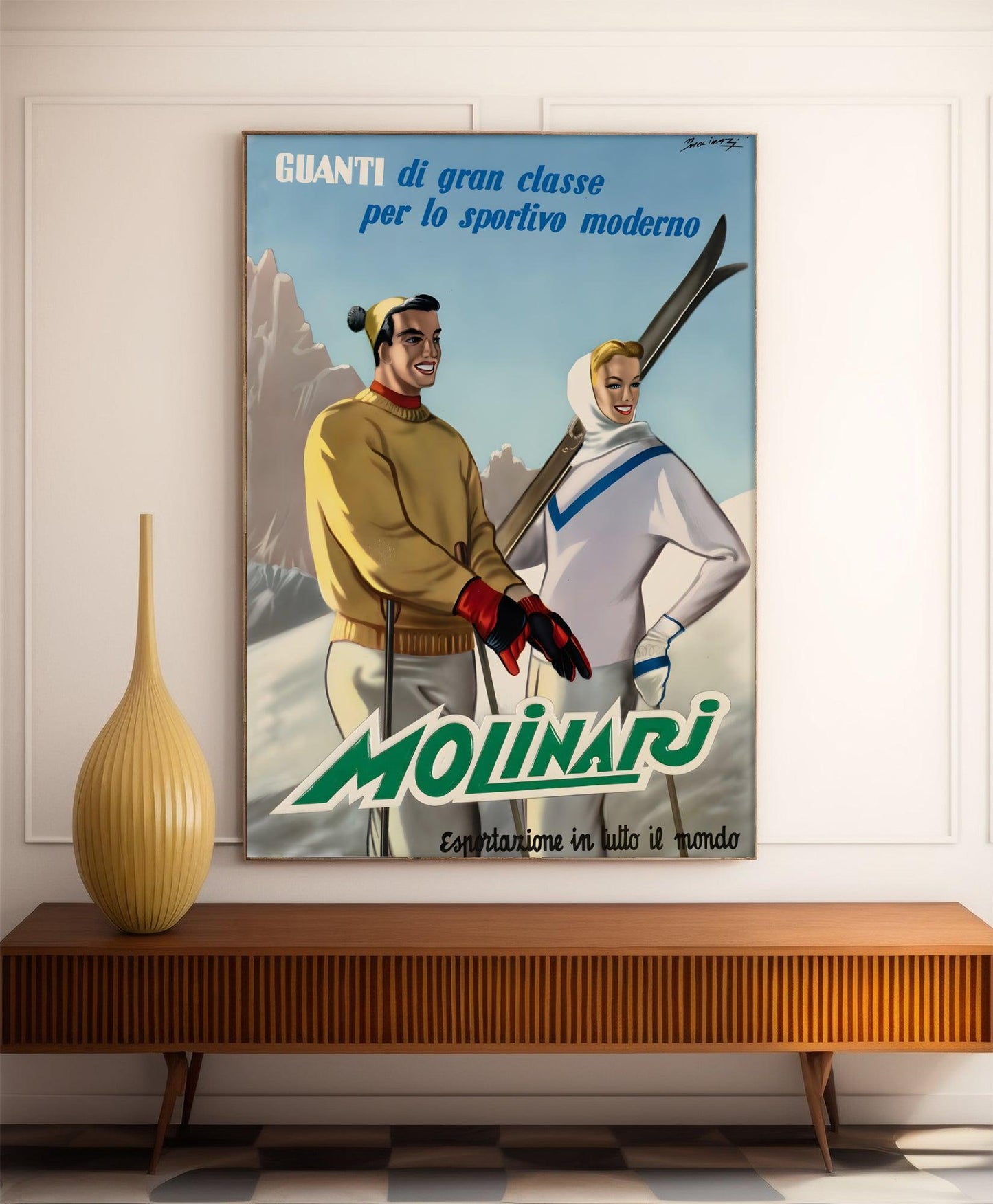 Affiche ski vintage "Molinari" - Italie - Haute Définition - papier mat 230gr/m²