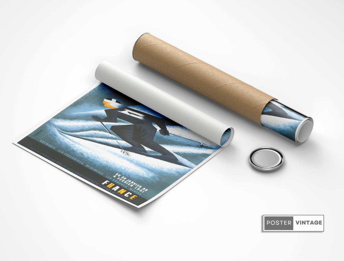 Affiche ski vintage "Mont Blanc" - Lancaster - Haute Définition - papier mat 230gr/m²