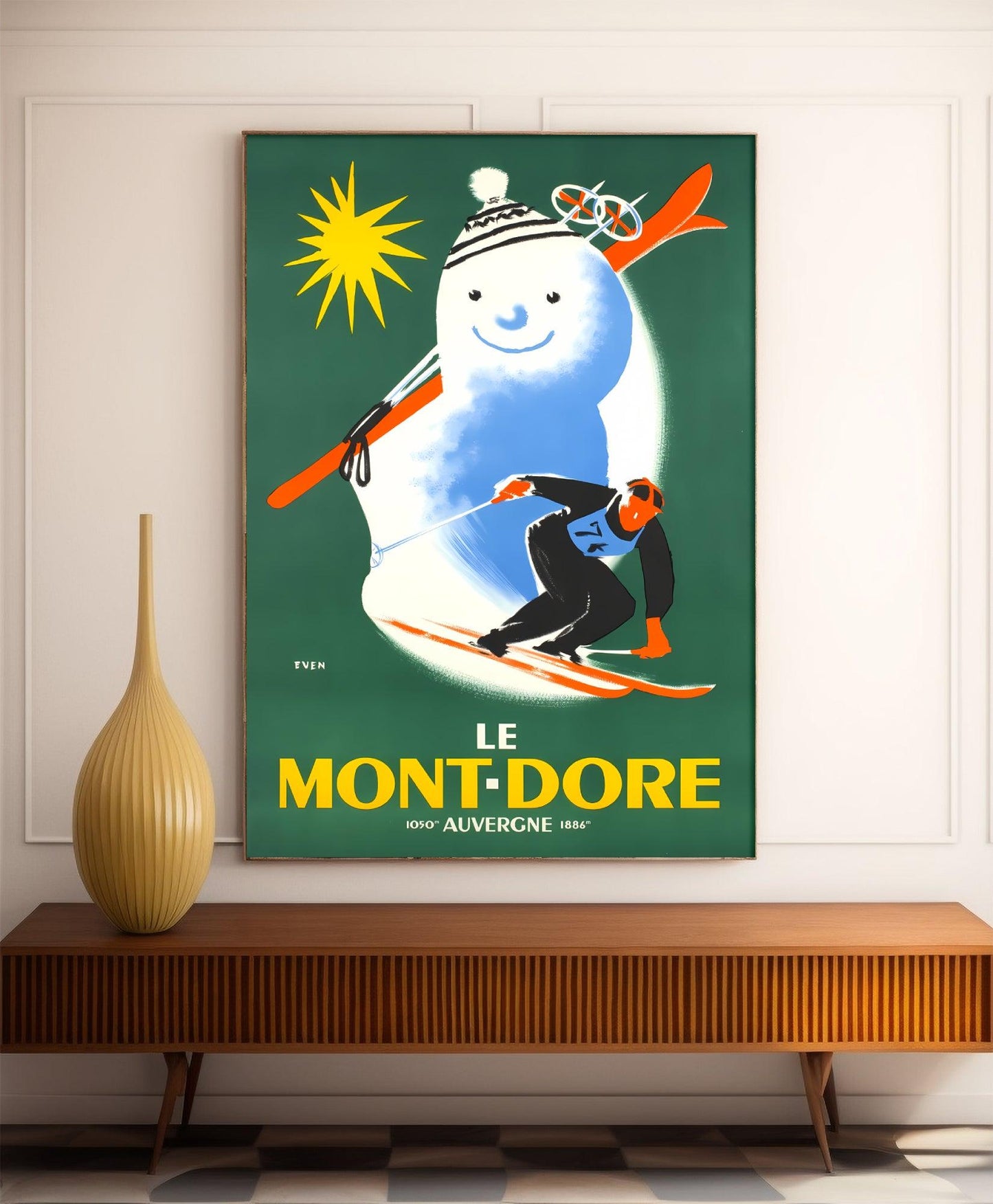 Affiche ski vintage "Mont Doré" - Haute Définition - papier mat 230gr/m²