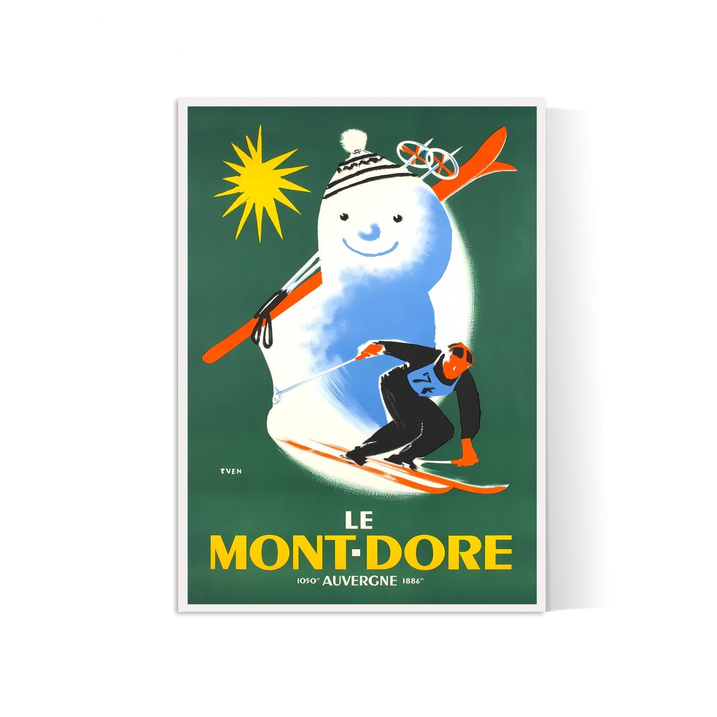 Affiche ski vintage "Mont Doré" - Haute Définition - papier mat 230gr/m²