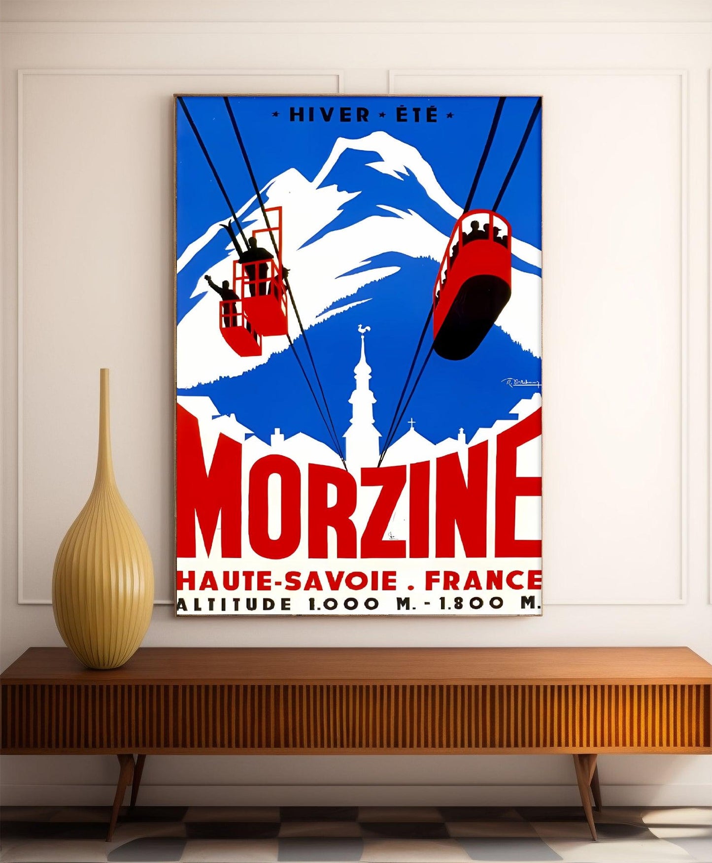 Affiche ski vintage "Morzine" - Haute Définition - papier mat 230gr/m²