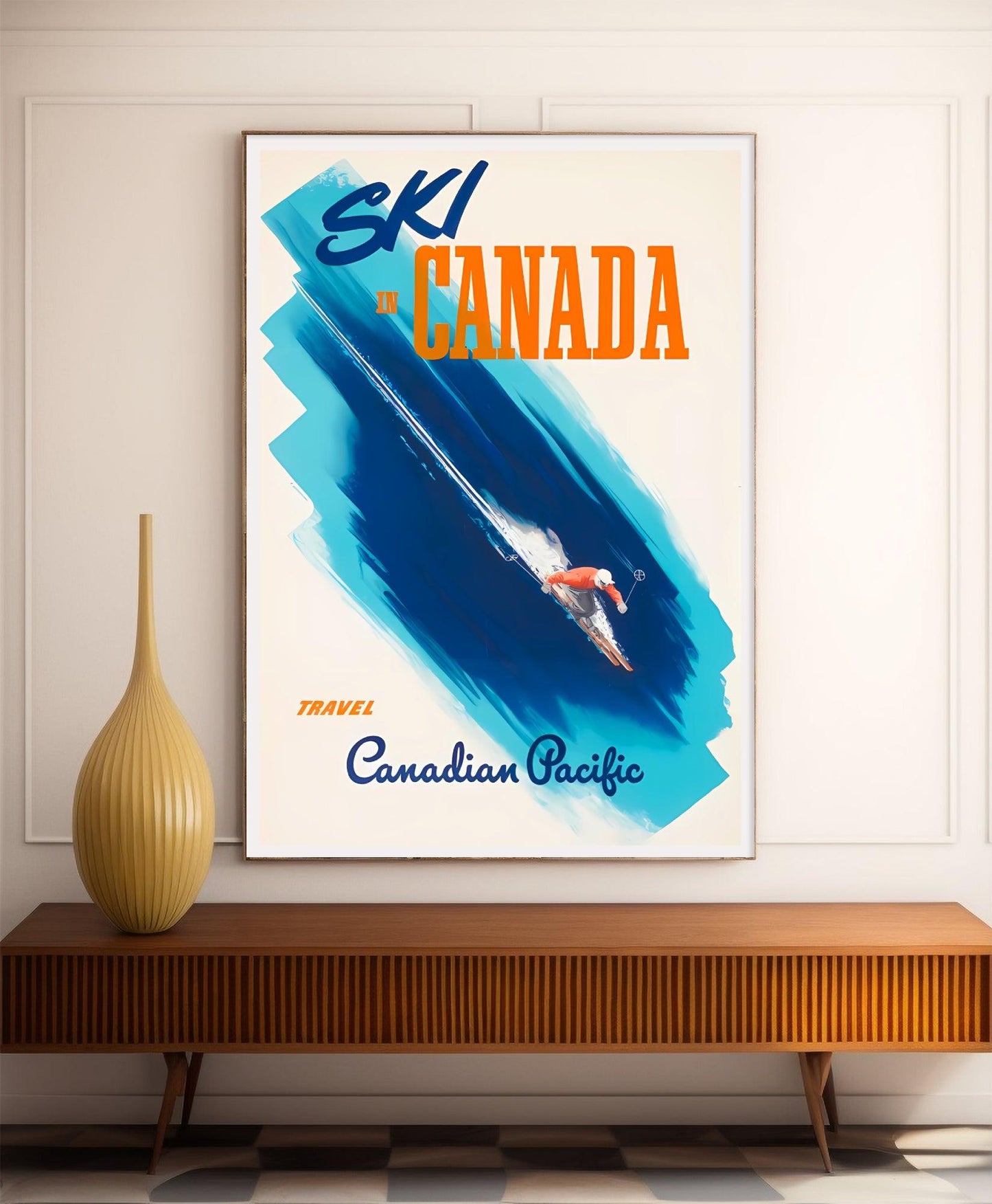 Affiche ski vintage "Ski in Canada" - Haute Définition - papier mat 230gr/m²