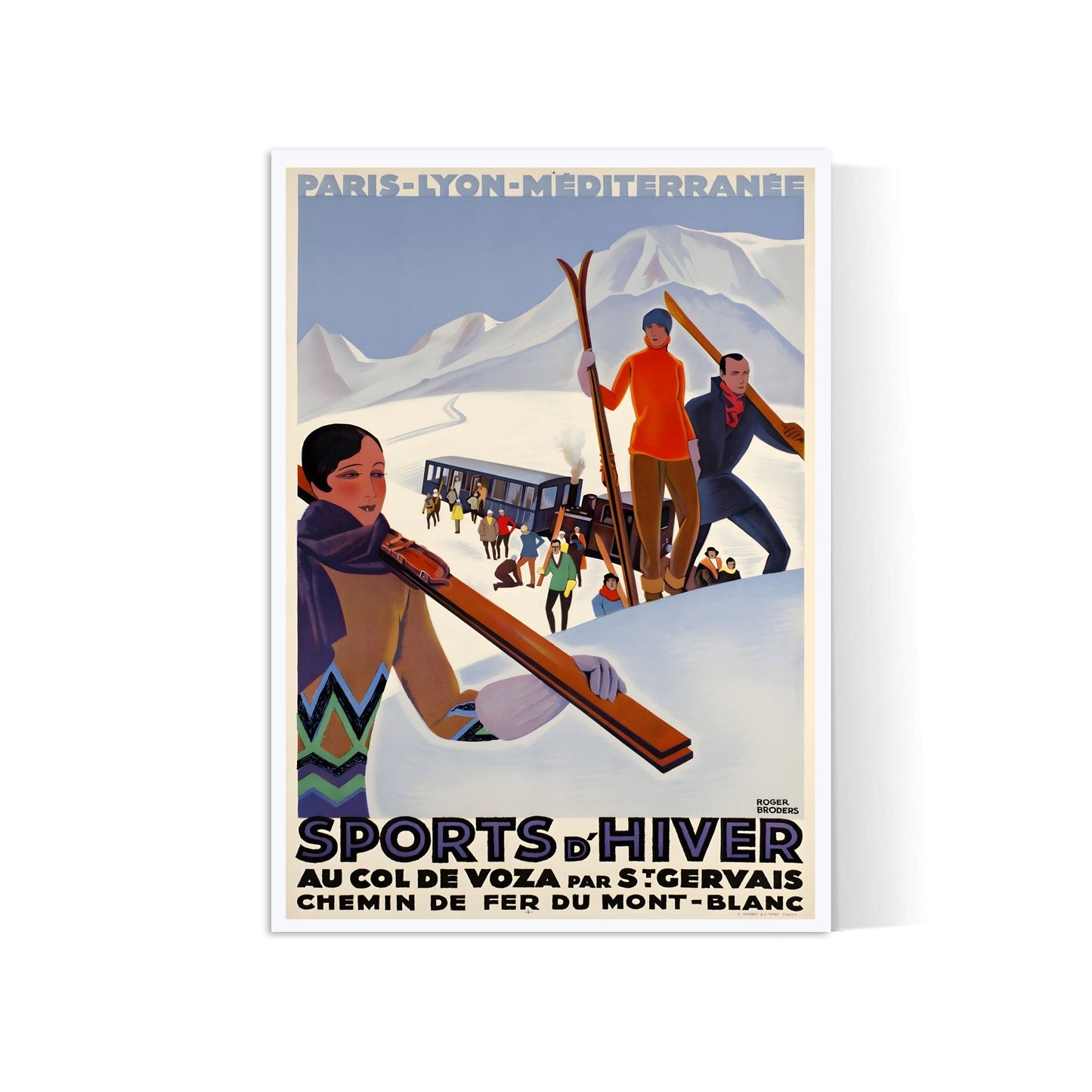 Affiche ski vintage "Sports d'Hiver - Col de Voza" - Broders - Haute Définition - papier mat 230gr/m²