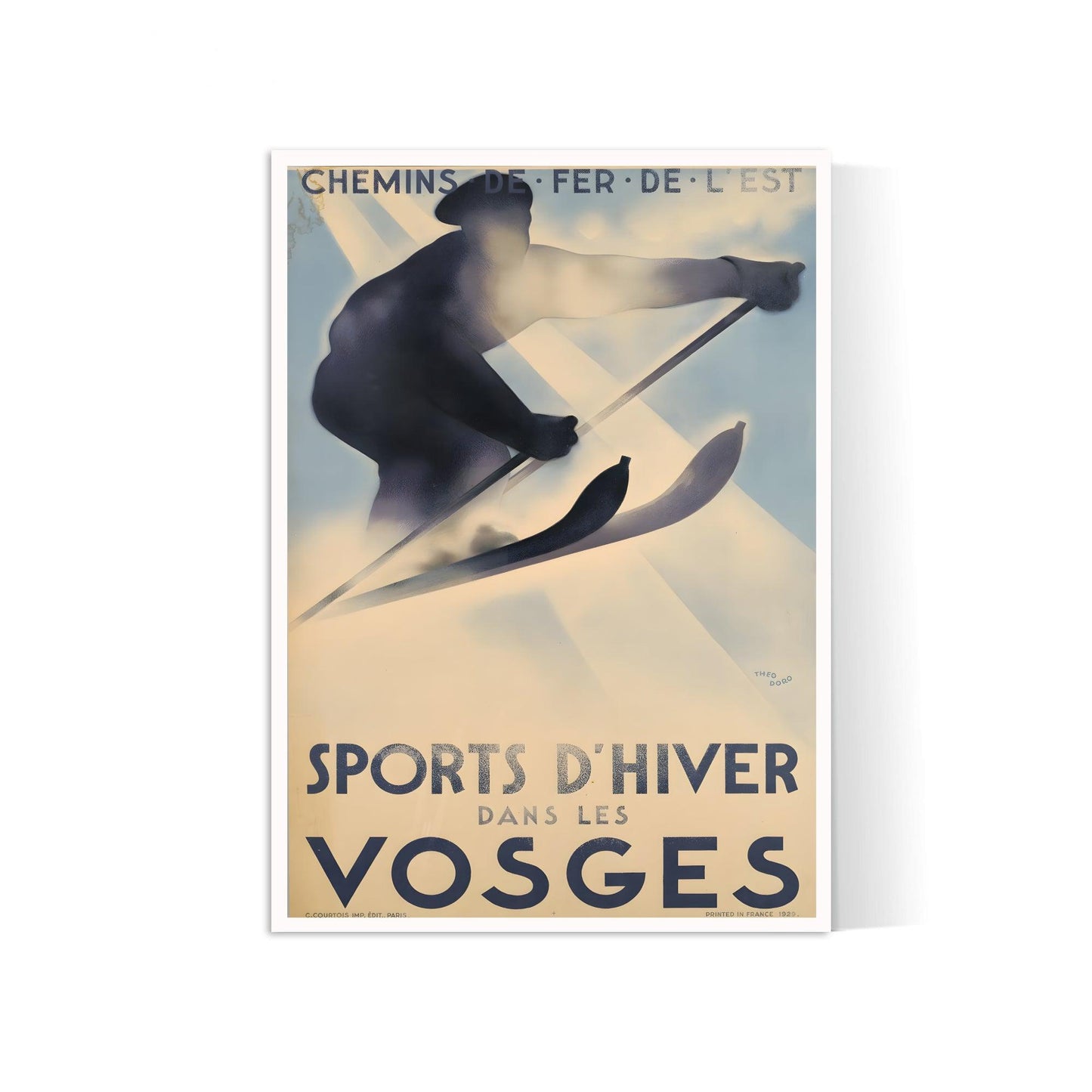 Affiche ski vintage "Sports d'Hiver dans les Vosges" - Haute Définition - papier mat 230gr/m²