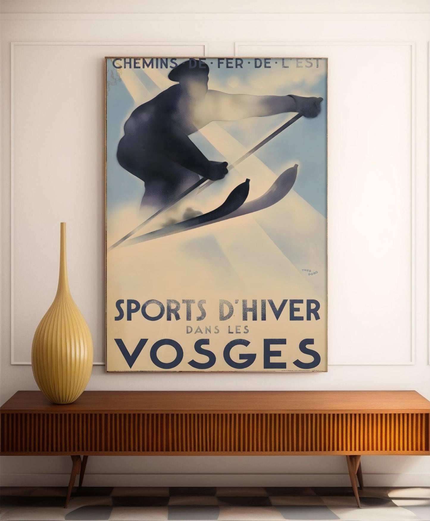 Affiche ski vintage "Sports d'Hiver dans les Vosges" - Haute Définition - papier mat 230gr/m²