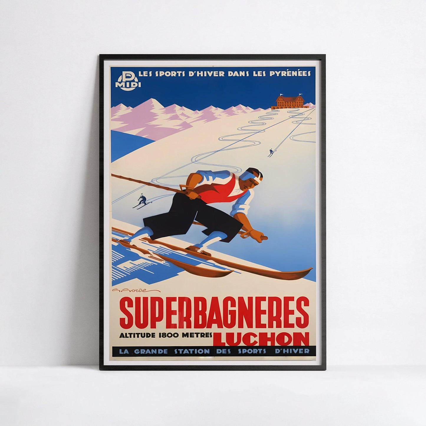 Affiche ski vintage "Superbagnères - Luchon" - Haute Définition - papier mat 230gr/m²