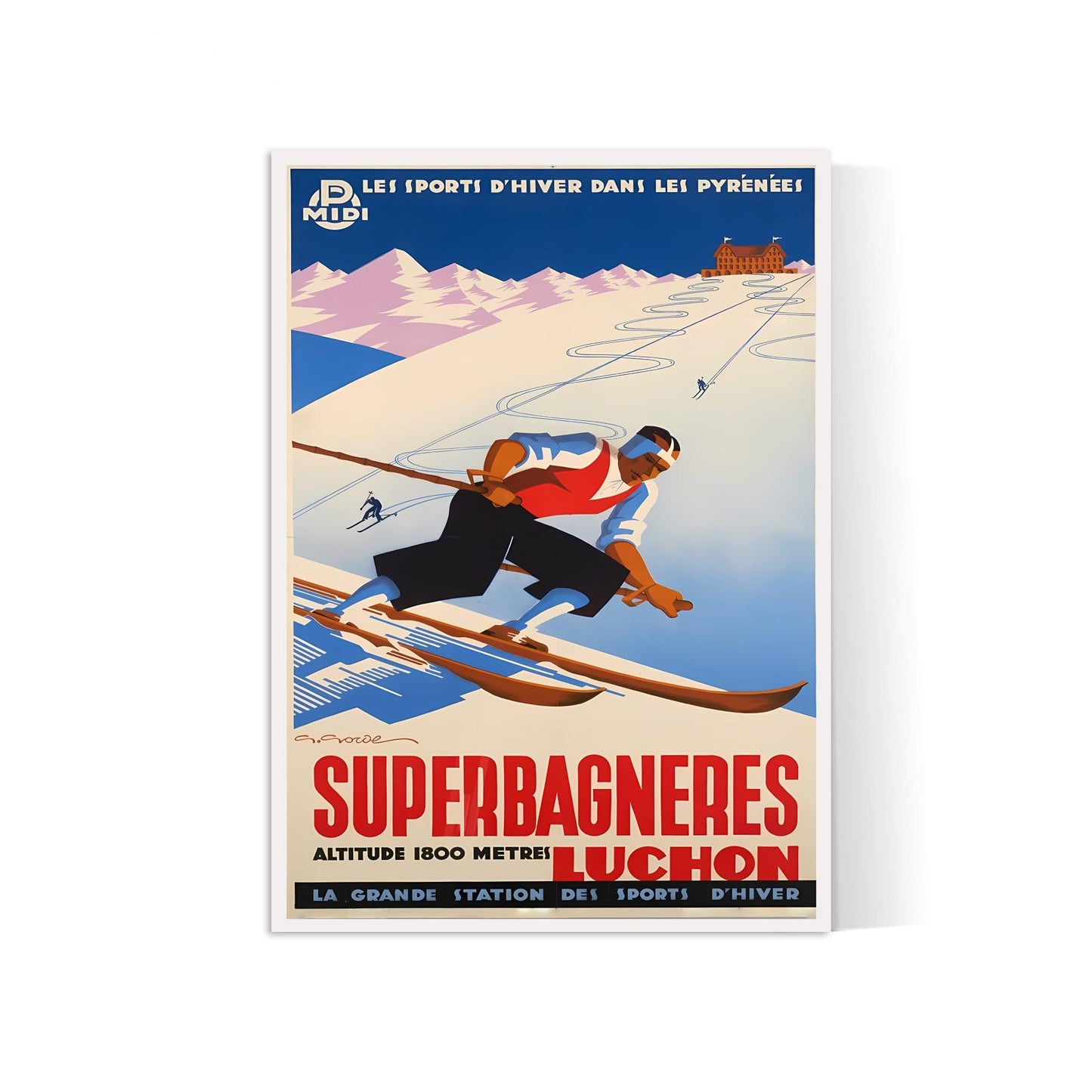 Affiche ski vintage "Superbagnères - Luchon" - Haute Définition - papier mat 230gr/m²