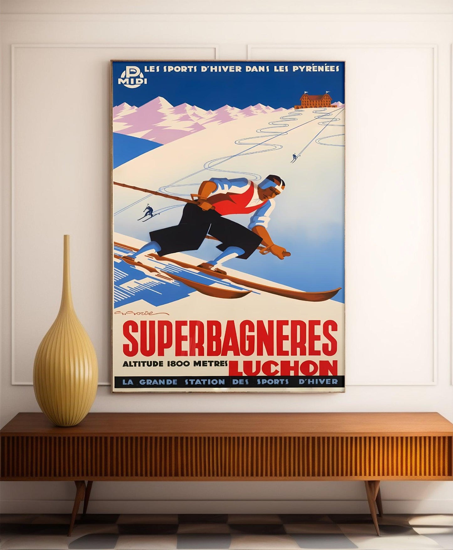 Affiche ski vintage "Superbagnères - Luchon" - Haute Définition - papier mat 230gr/m²
