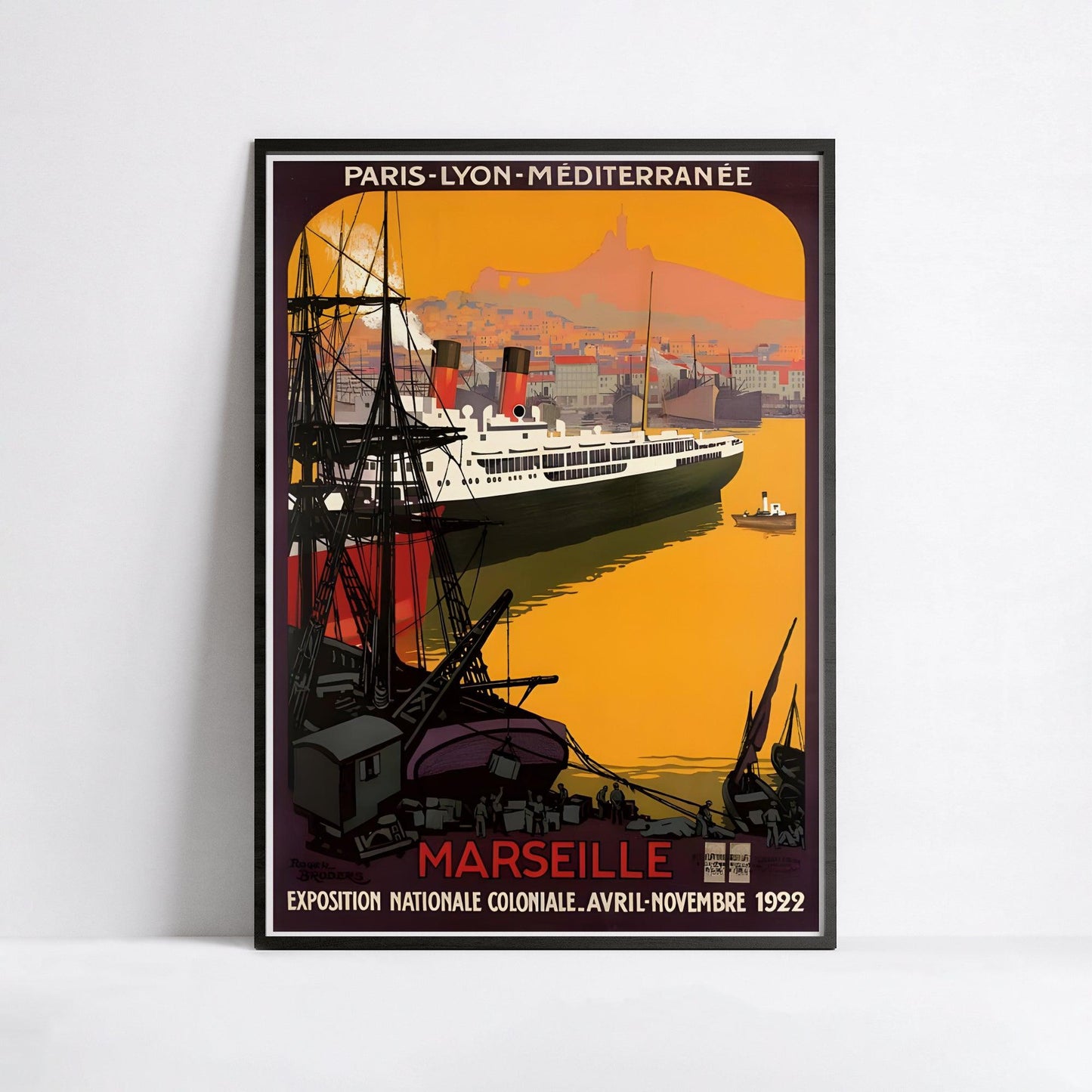 Affiche ville vintage "Marseille - exposition coloniale 1922" - Roger Broders - Haute Définition - papier mat 230gr/m²