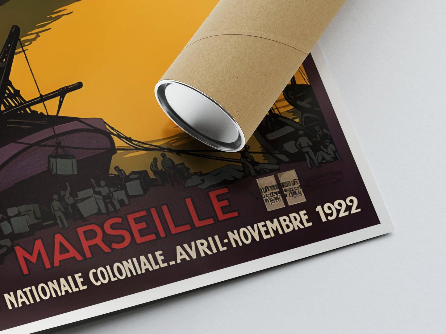 Affiche ville vintage "Marseille - exposition coloniale 1922" - Roger Broders - Haute Définition - papier mat 230gr/m²