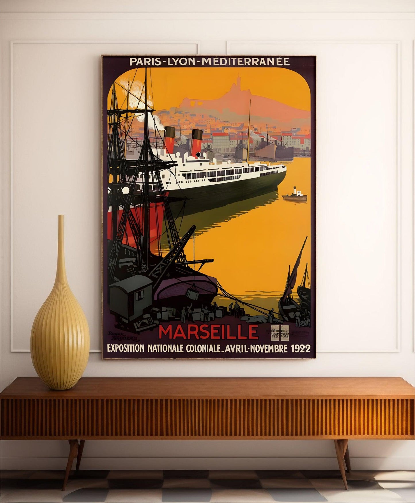 Affiche ville vintage "Marseille - exposition coloniale 1922" - Roger Broders - Haute Définition - papier mat 230gr/m²