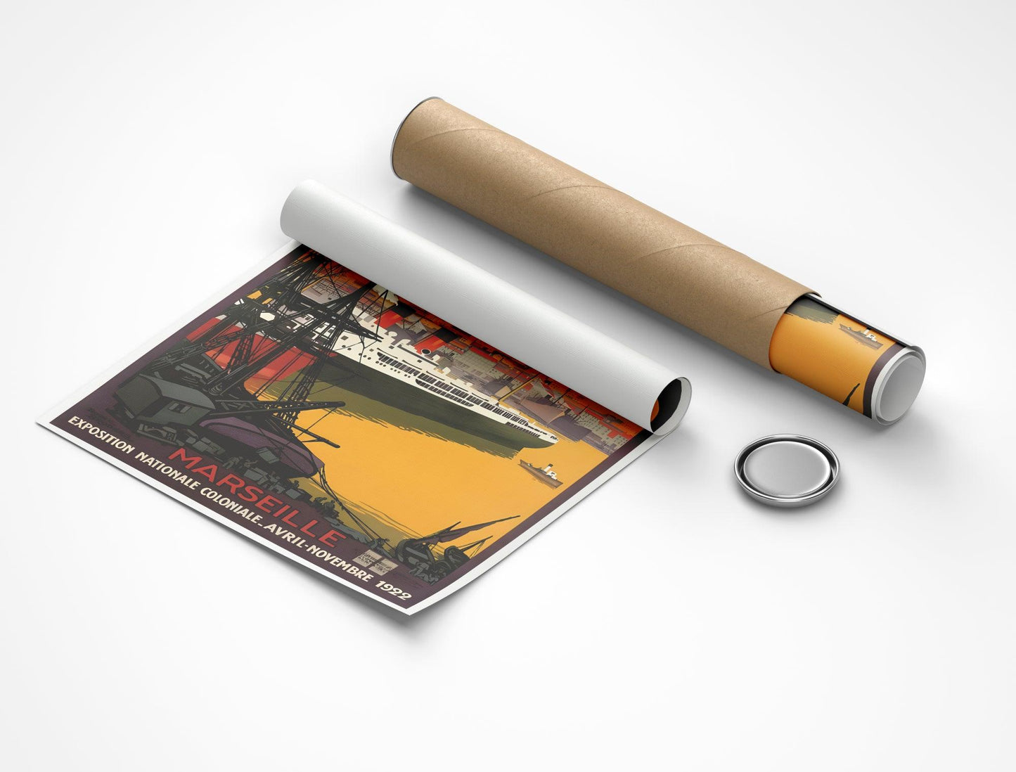 Affiche ville vintage "Marseille - exposition coloniale 1922" - Roger Broders - Haute Définition - papier mat 230gr/m²
