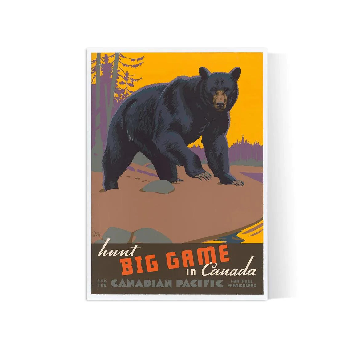 Affiche voyage vintage "Canada - Big Game" - Haute Définition - papier mat 230gr/m²