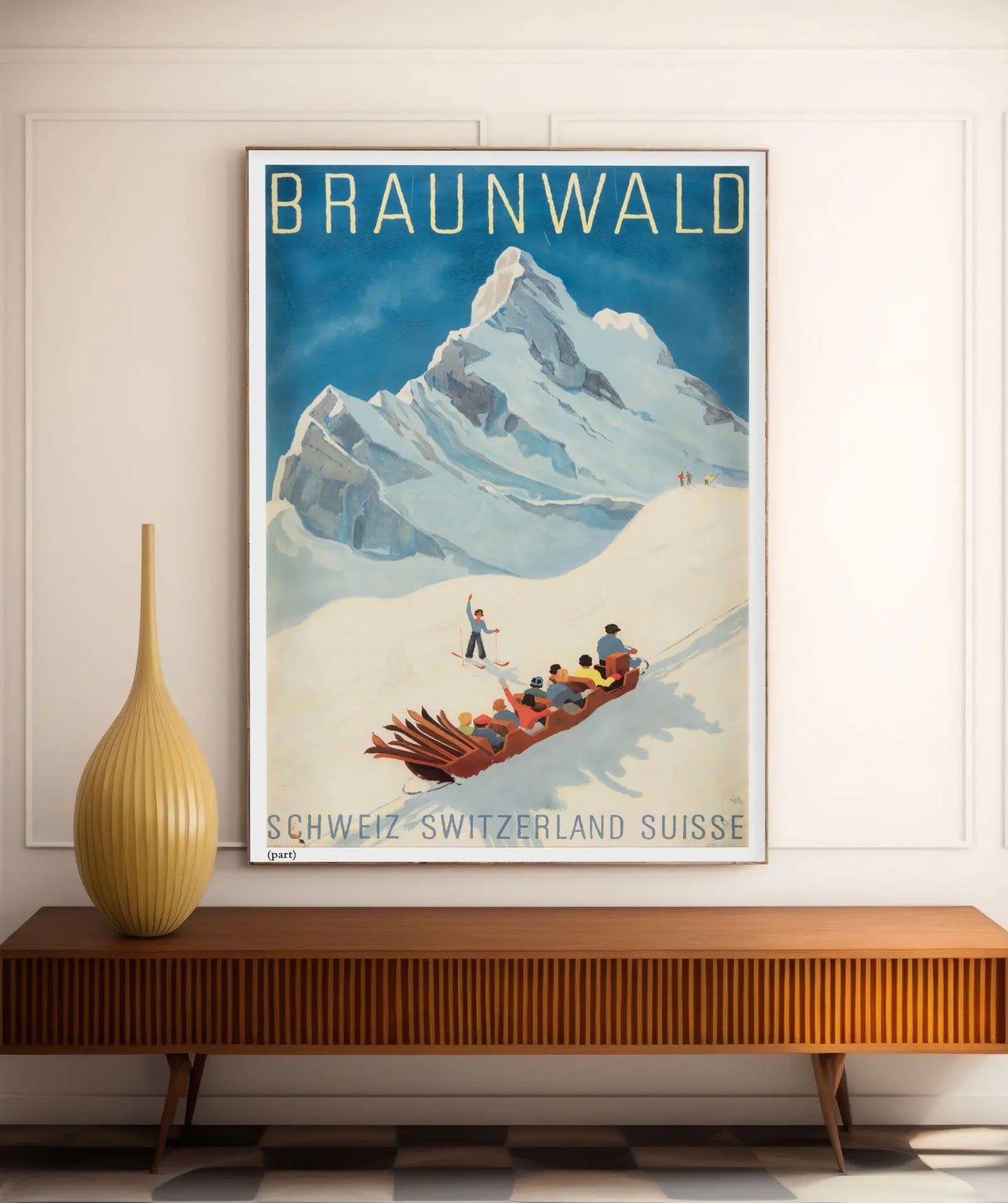 Affiche Ski vintage "Braunwald Suisse" - Alex Walter Diggelmann - Haute Définition - papier mat 230gr/m²