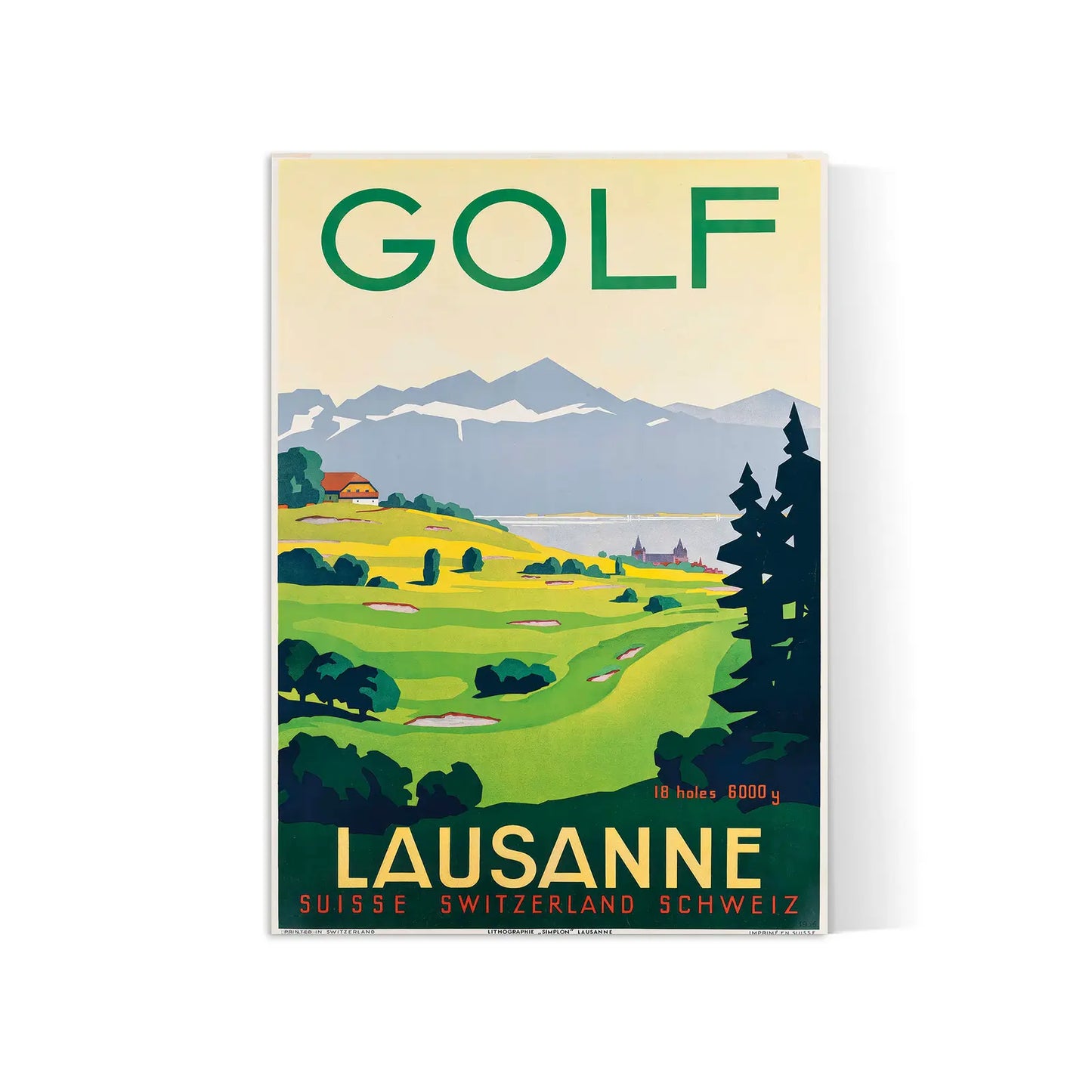 Affiche golf vintage "Golf Lausanne" - Haute Définition - papier mat 230gr/m²