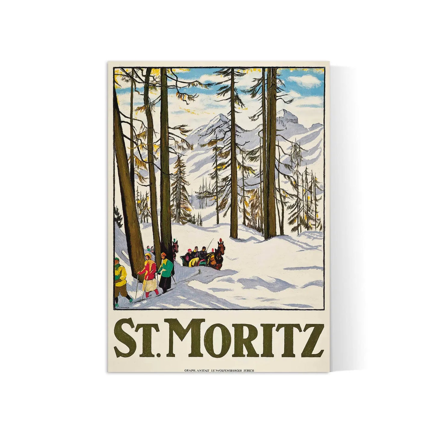 Affiche Ski vintage "St. Moritz" - Emil Cardinaux - Haute Définition - papier mat 230gr/m²