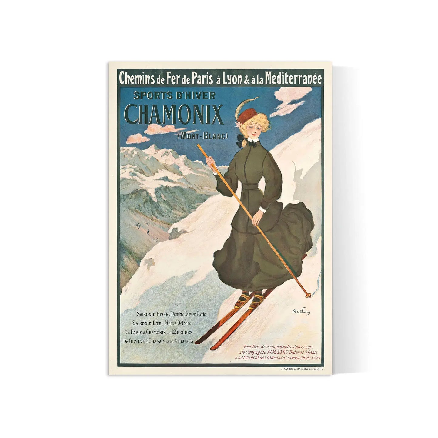 Affiche Ski vintage "Sports d'Hiver" - Jules Abel Faivre - Haute Définition - papier mat 230gr/m²